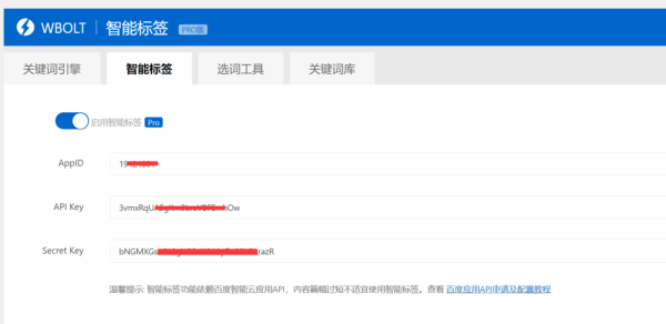 智能标签API接口设置界面