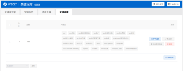 关键词库管理界面截图
